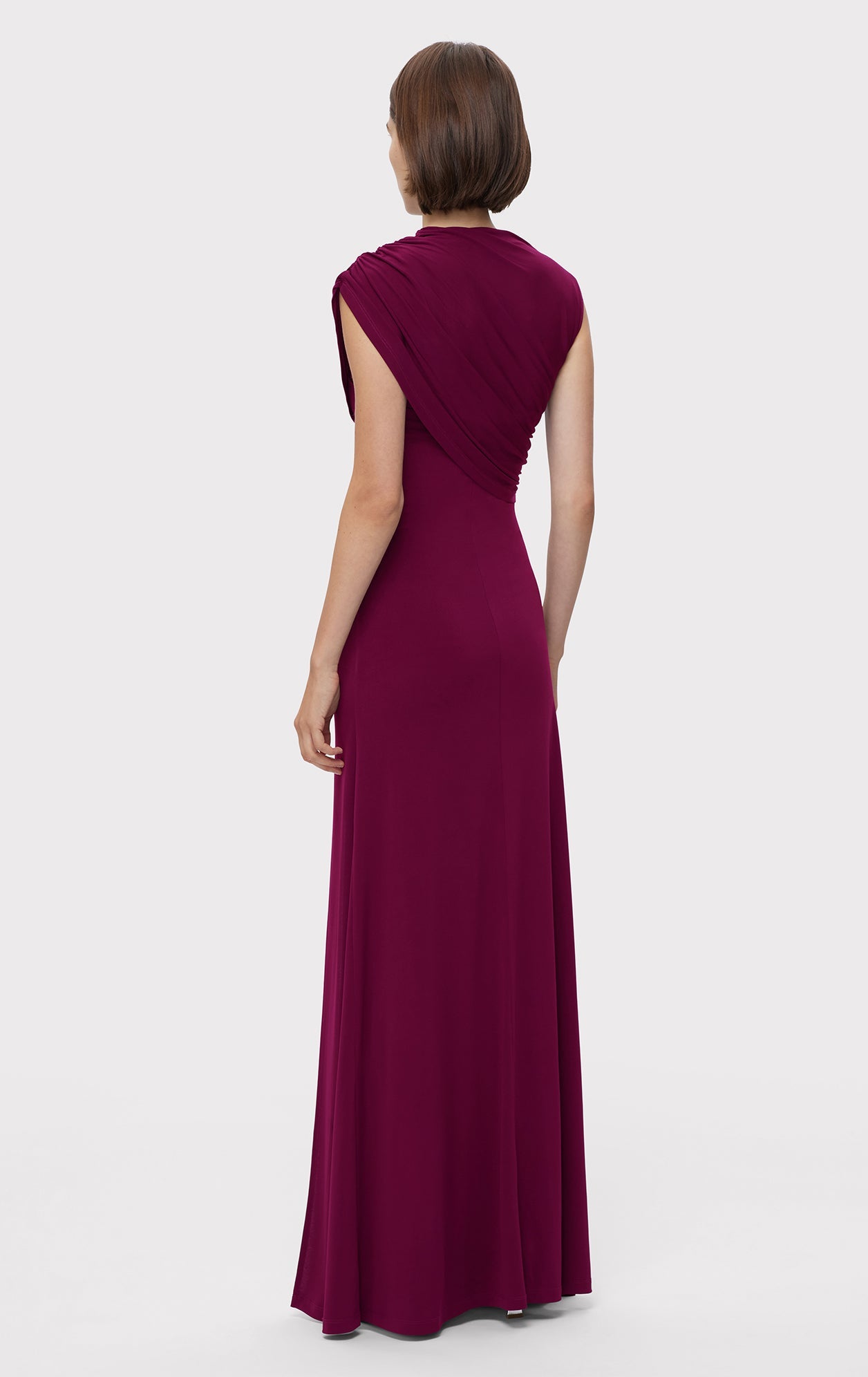 Ruched Matte Jersey Draped Gown | Sangria