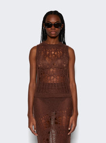 Women | Rick Owens | Spider Open-knit Tank Top | Brown