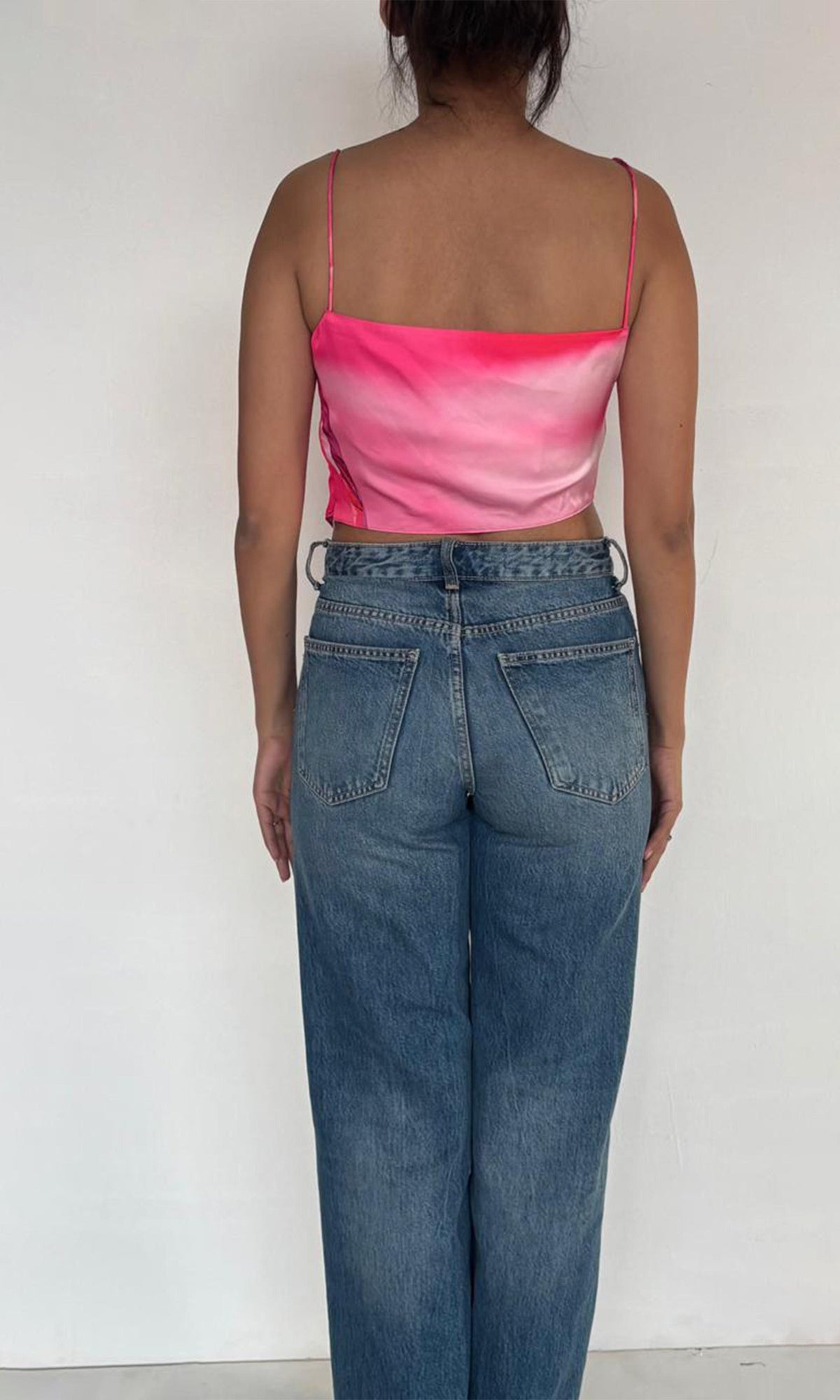 Rococo Sand | Abira Polyester Satin Lycra Top | Pink