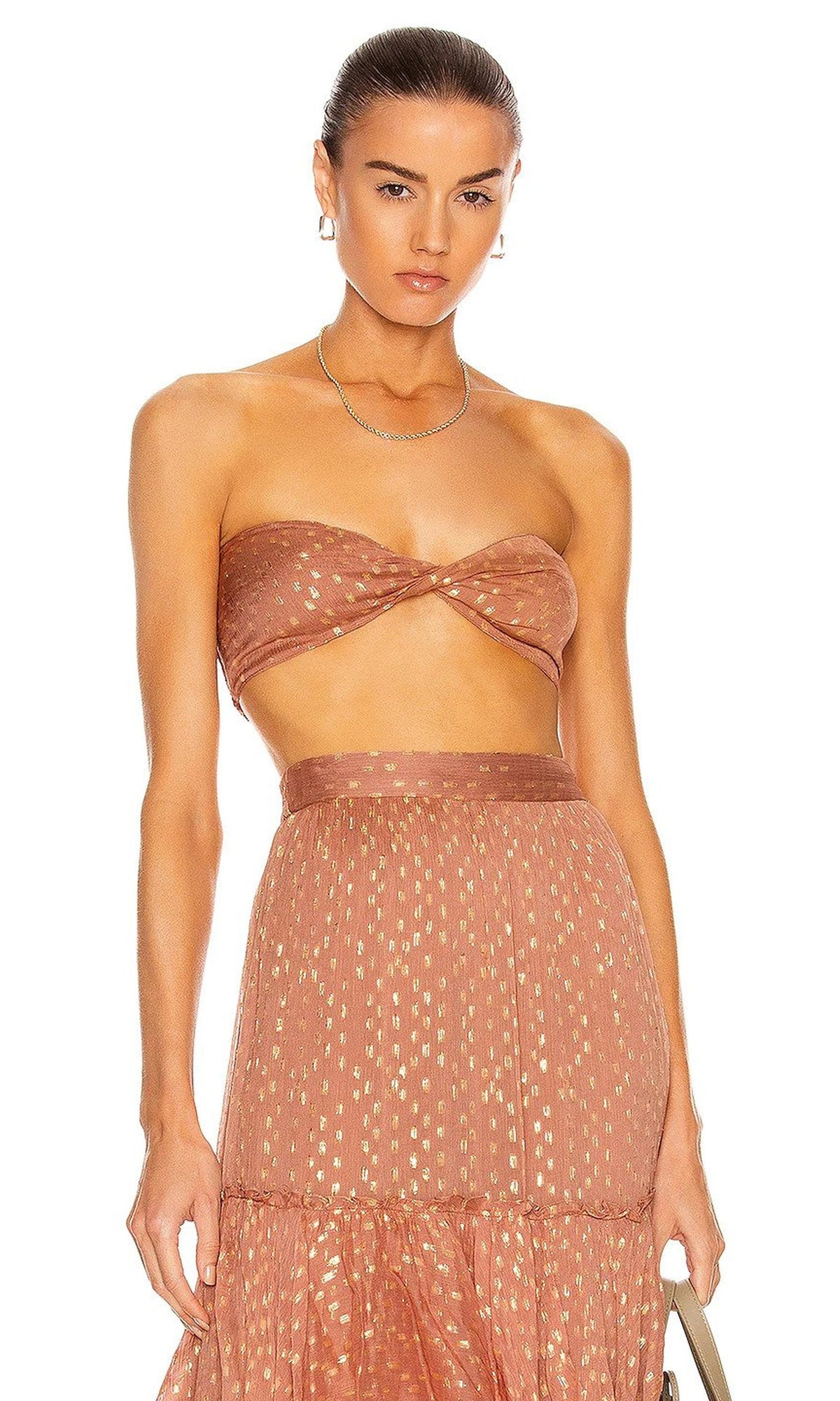 Womens | Aine Viscose Georgette Dobby Bandeau | Brown