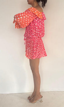 Rococo Sand | Blake Viscose Flat Chiffon Short Dress | Peach Multi