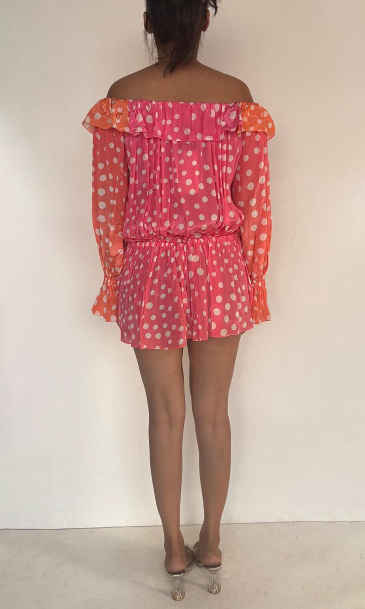 Rococo Sand | Blake Viscose Flat Chiffon Short Dress | Peach Multi