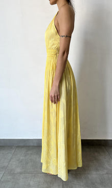 Rococo Sand | Cari Viscose Jacquard With Lurex Long Dress | Yellow