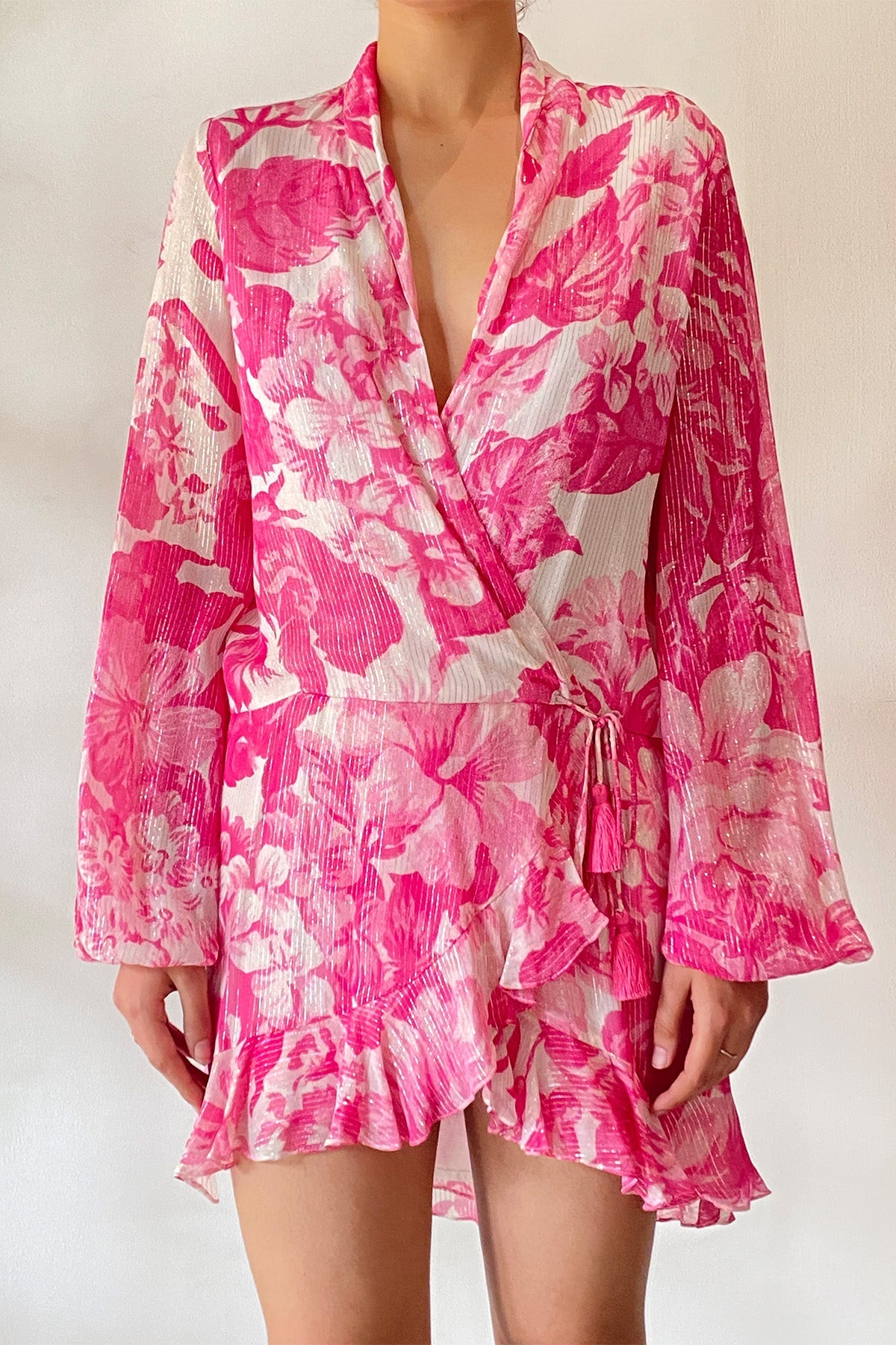 V-Neck Short Dress | Pink