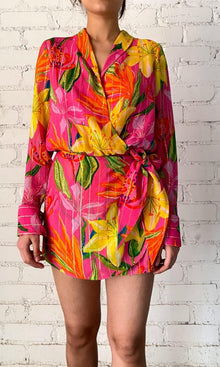 Rococo Sand | Chris Viscose Georgette Thick Stripe Lurex Romper | Pink