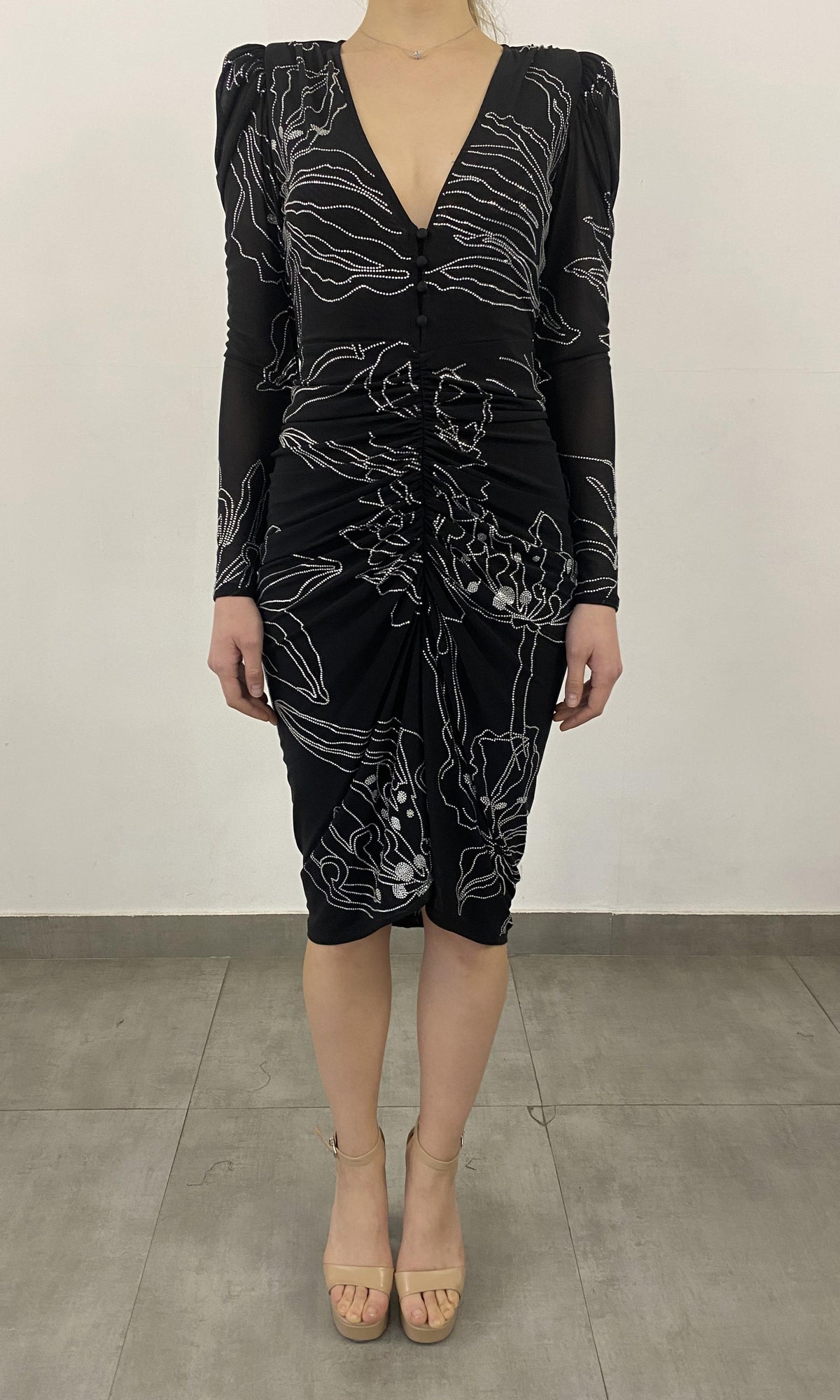 Womens | Dream Nylon-Power Mesh Midi Dress | Black
