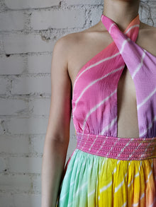 Evie Halterneck Short Dress | Rainbow