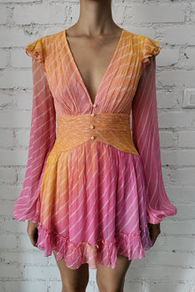 Evie V-Neck Long Sleeve Short Dress | Rainbow