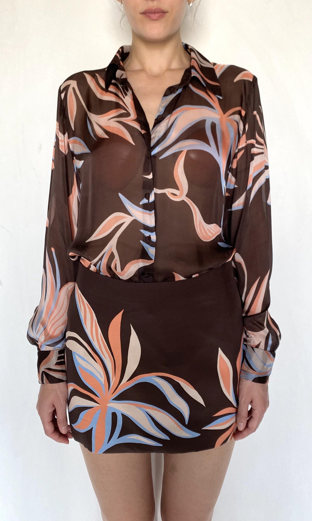 Womens | Fern Viscose Heavy Crepe Skirt | Brown
