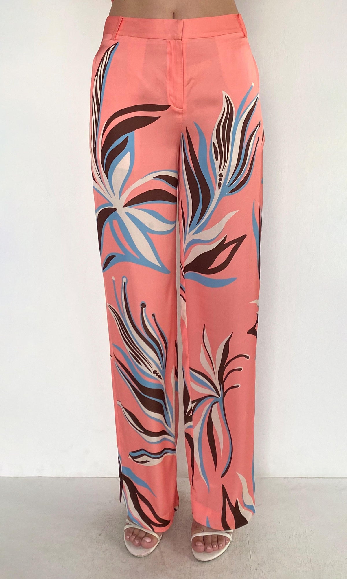 Womens | Fern Polyester Satin Lycra Straight Pants | Pink