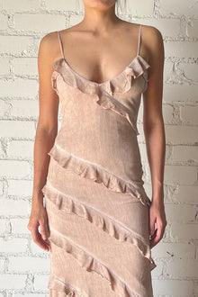 Gaia V-Neck Strapline Sleeveless Long Dress | Beige