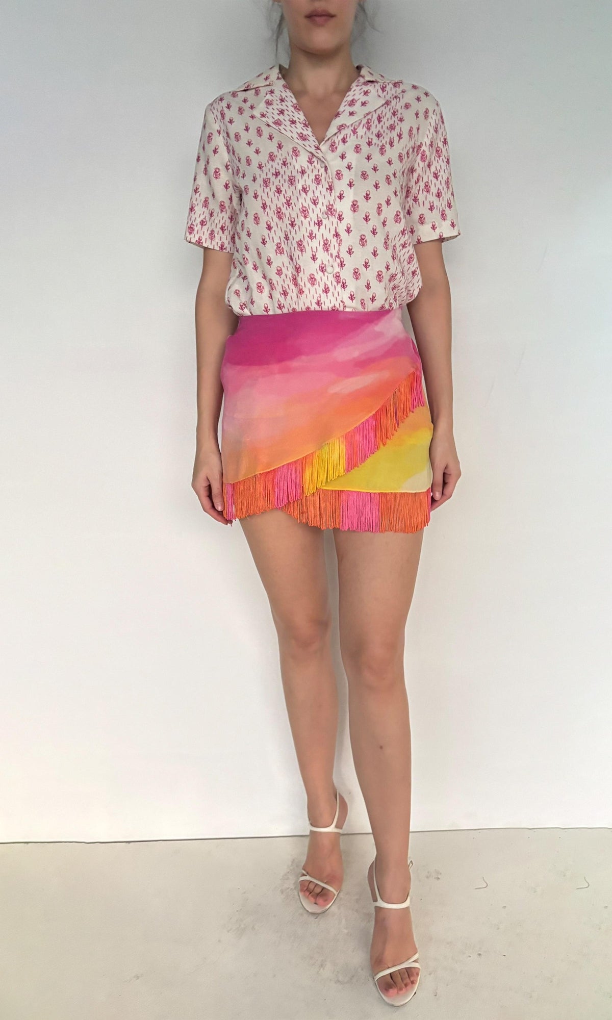 Rococo Sand | Inv Viscose Crepe Short Skirt | Multi