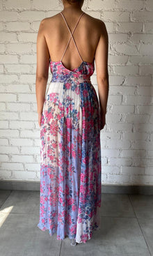 Rococo Sand | Inv Viscose Chiffon Long Dress | Blue Print