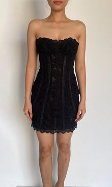 Womens | Inv Polyester Chemical Lace Short Dress | Black