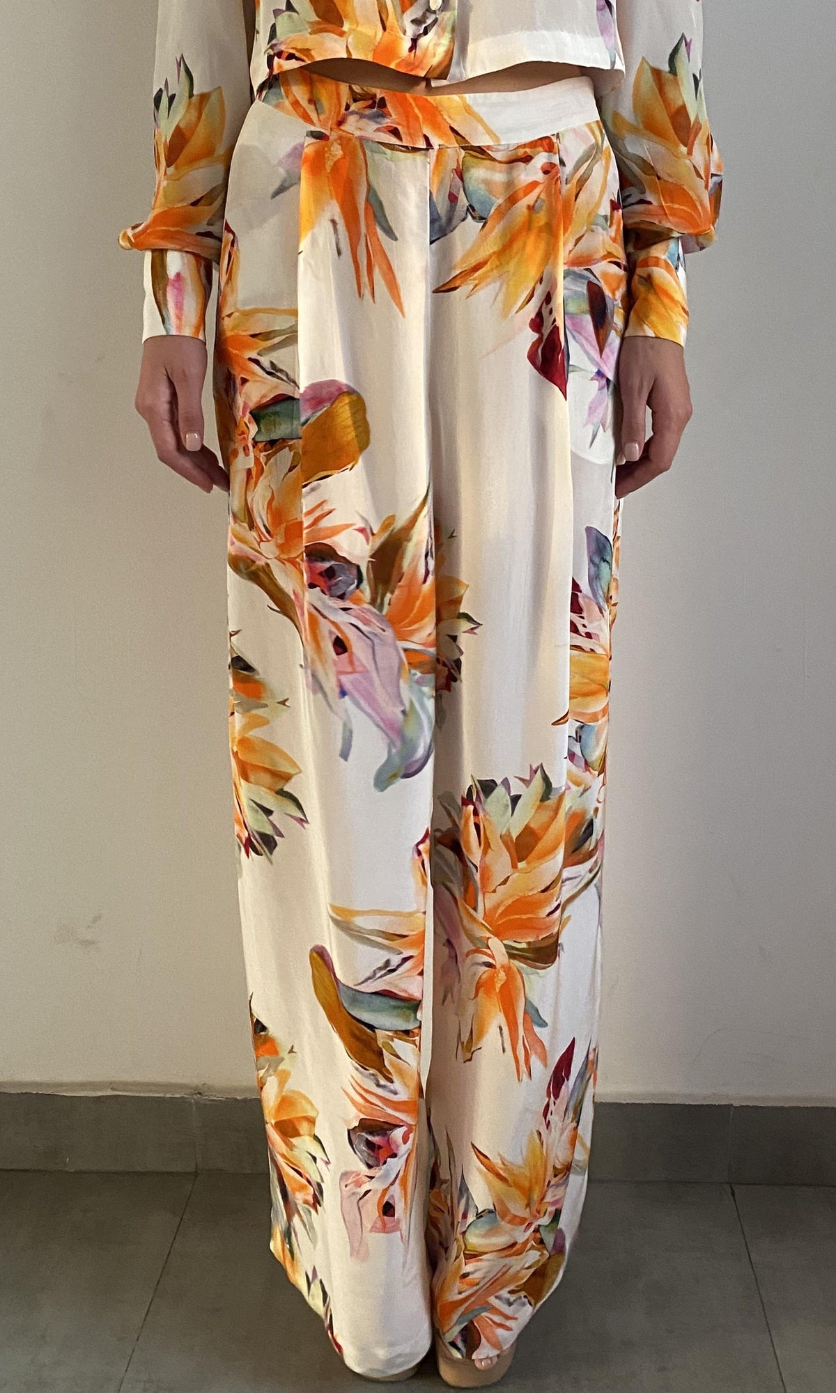 Womens | Jill Viscose Natural Crepe Pants | White Multi