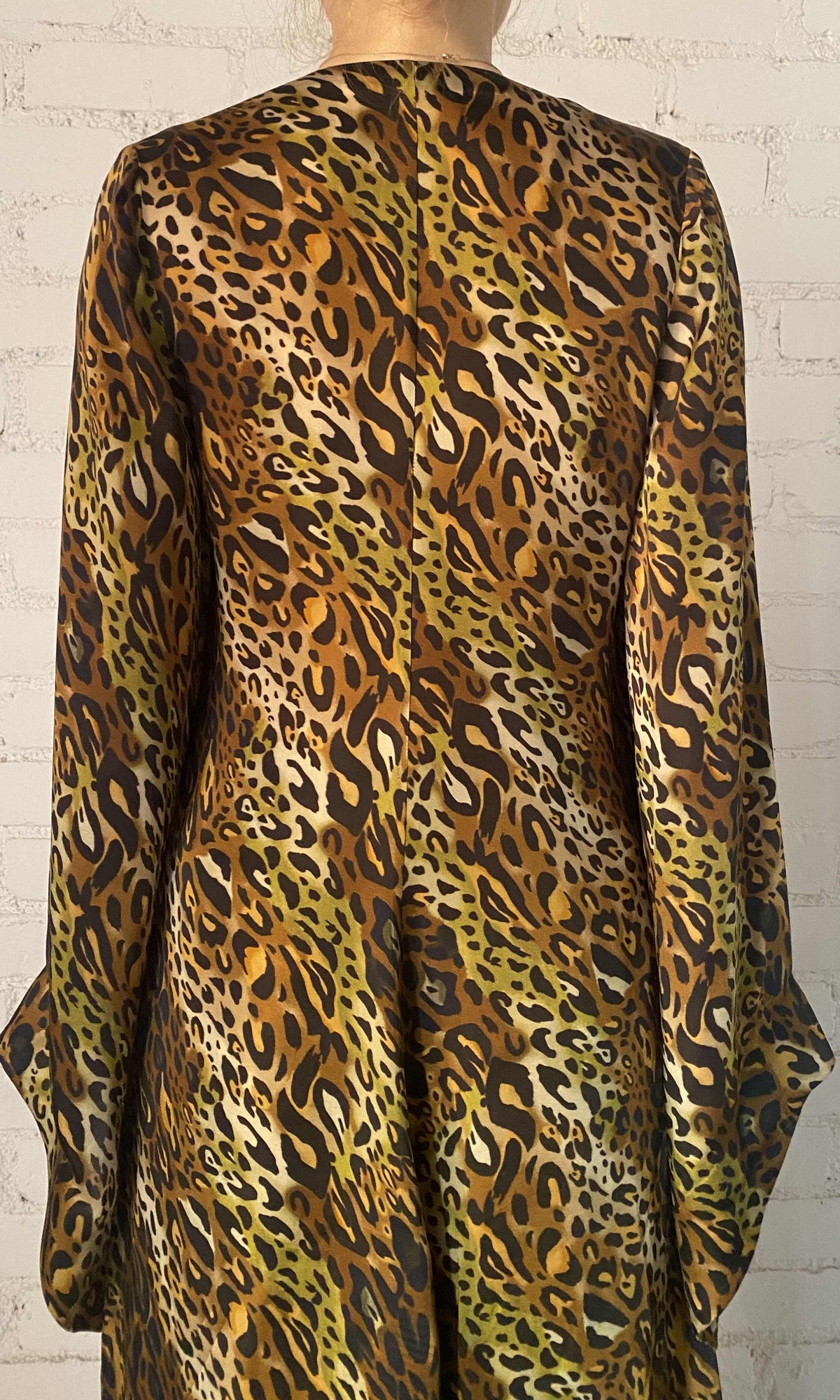 Womens | Kye Viscose Satin Cape | Black Brown Multi