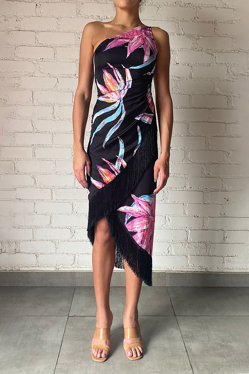 Margo Strapless Long Dress | Black/Multi