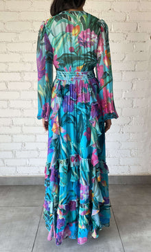 Womens | Ocean Viscose Chiffon Maxi Dress | Turquoise