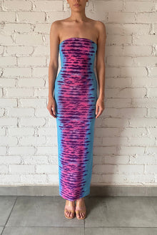 Opal Long Dress - RE24 | Turquoise/Pink