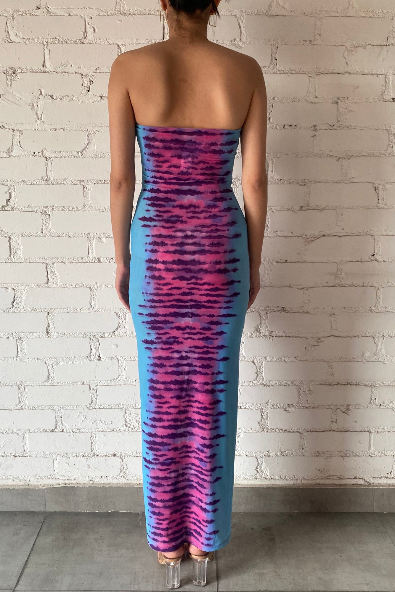 Opal Long Dress - RE24 | Turquoise/Pink