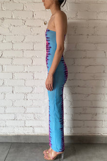Opal Long Dress - RE24 | Turquoise/Pink