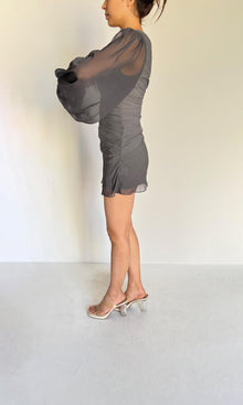 Womens | Paige Polyester Chiffon Short Dress | Grey