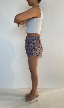 Rococo Sand | Paola Viscose Georgtte Lurex Shorts | Purple