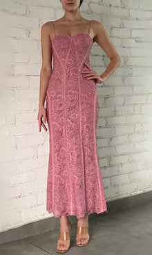 Womens | Paris Polyester Chemical Lace Midi Dress | Blush