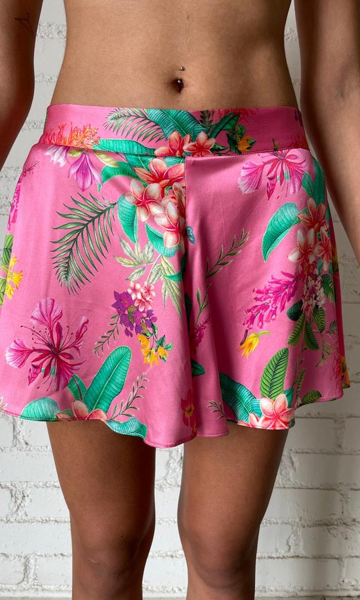 Womens | Rue Charmeuse Silk Shorts | Pink Multi