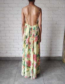 Rococo Sand | Rue Floral Long Dress | Lime Green