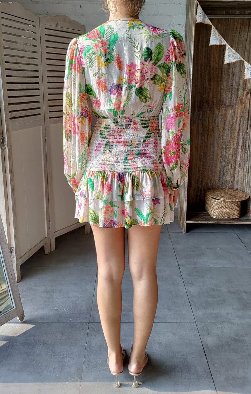 Short Dress | Colourfull Floral/White