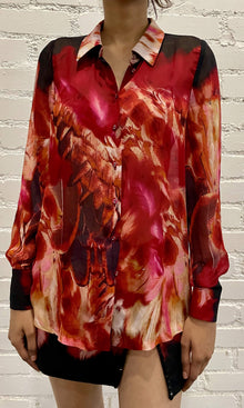 Rococo Sand | Shia Viscose Flat Chiffon Shirt | Black Pink Multi