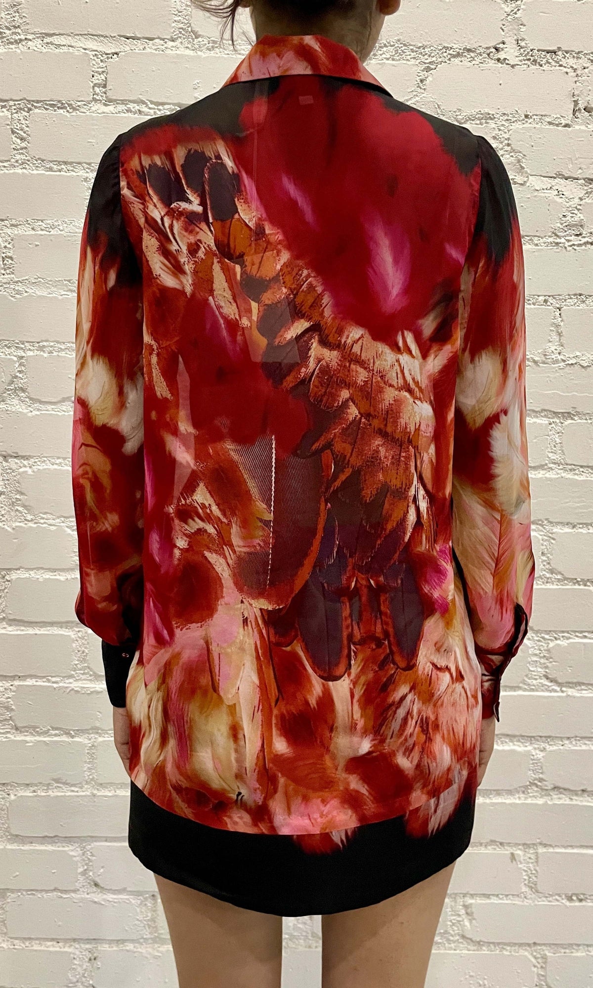 Rococo Sand | Shia Viscose Flat Chiffon Shirt | Black Pink Multi