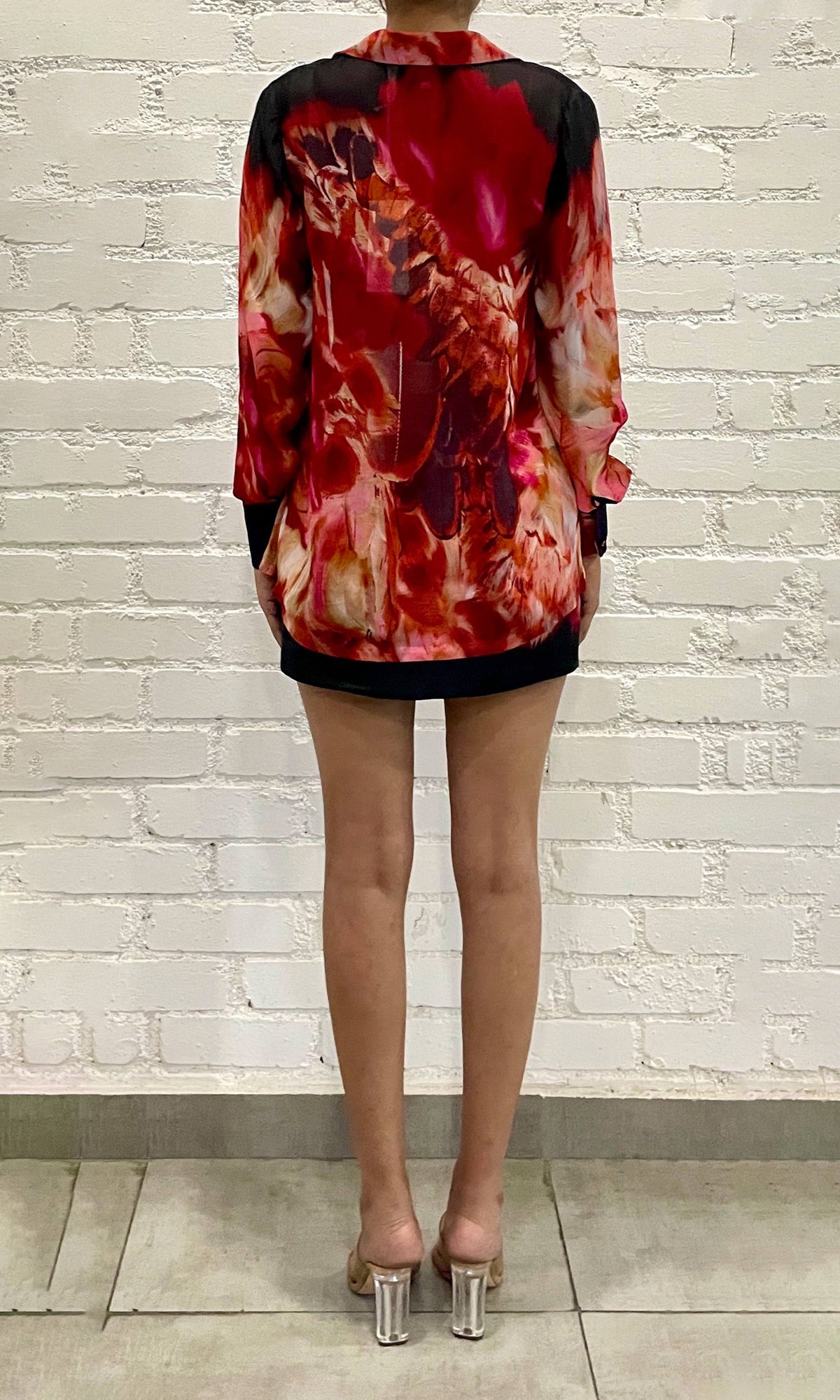 Rococo Sand | Shia Viscose Flat Chiffon Shirt | Black Pink Multi