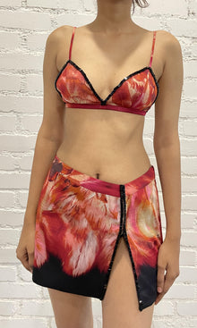 Womens | Shia Viscose Satin Beaded Bralette | Black Pink Multi