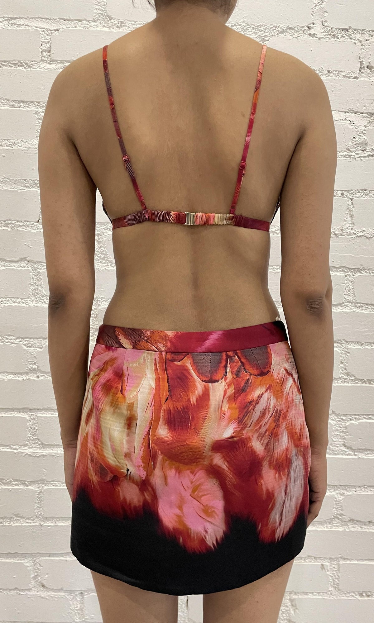Womens | Shia Viscose Satin Beaded Bralette | Black Pink Multi