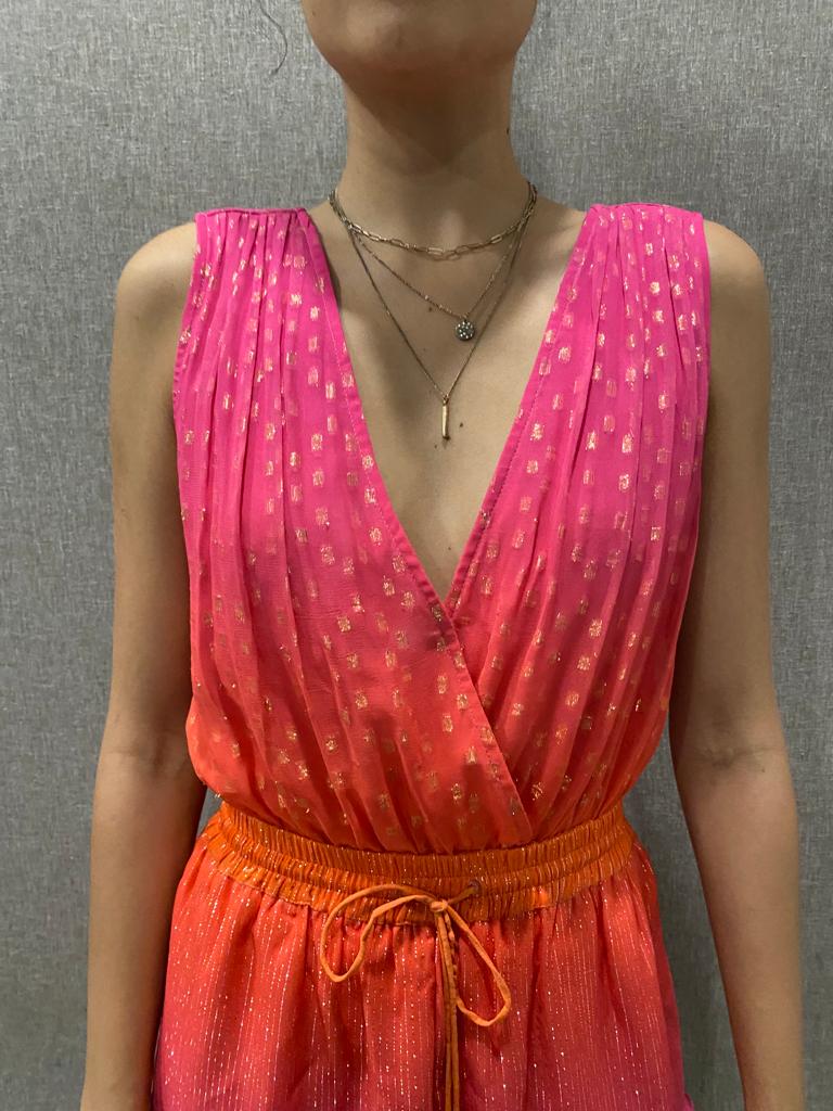 Bodysuit Top | Orange/Pink