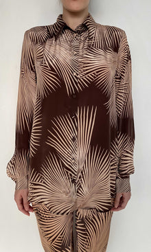 Rococo Sand | Taro Natural Crepe Oversized Shirt | Brown