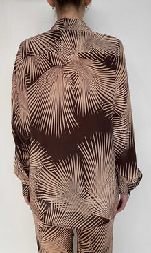Rococo Sand | Taro Natural Crepe Oversized Shirt | Brown