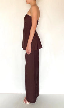 Rococo Sand | Zin Cotton Poplin Lycra Strapless Top | Brown