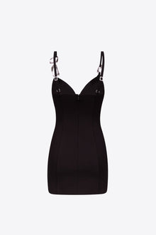Crystal Link Mini Dress | Black