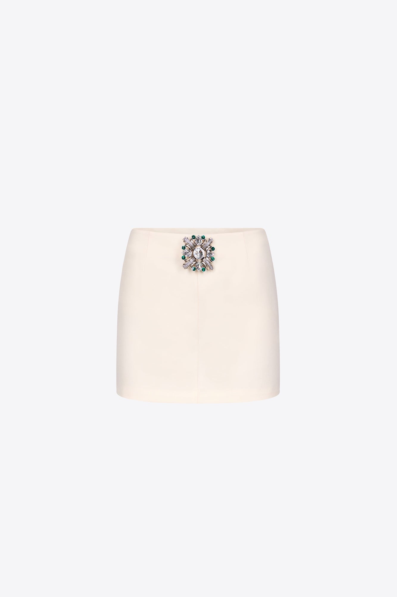Crystal Brooch Mini Skirt | Whipped White
