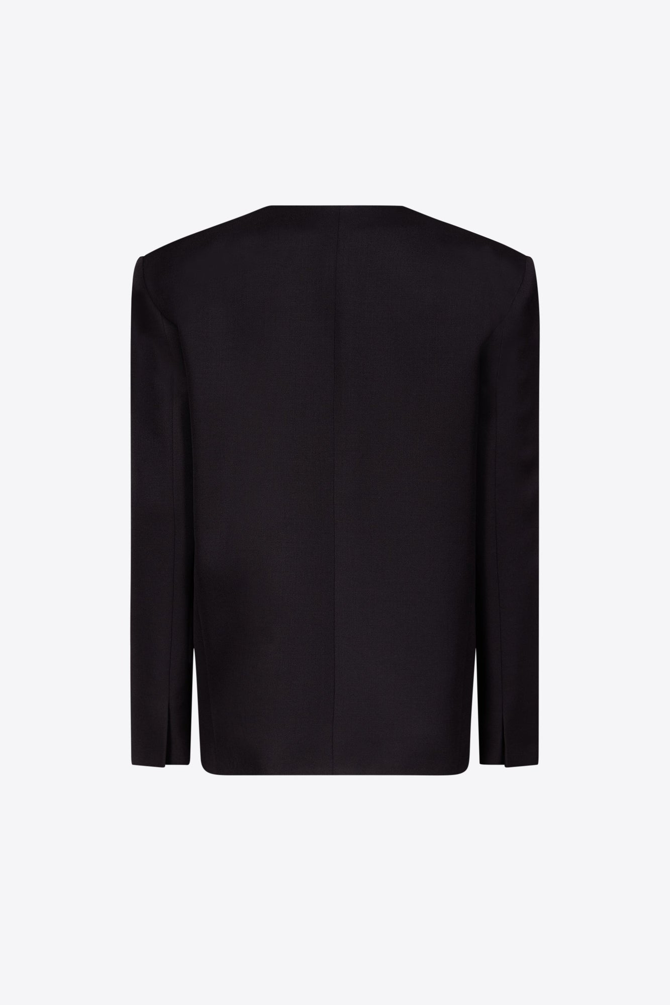 Crystal Brooch Collarless Blazer | Black