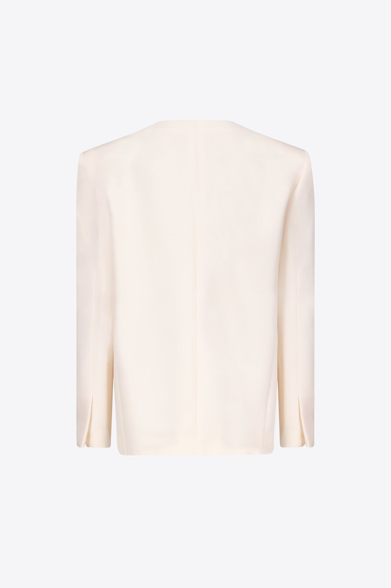 Crystal Brooch Collarless Blazer | Whipped White