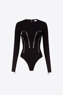Long Sleeve Zipper Bodysuit | Black