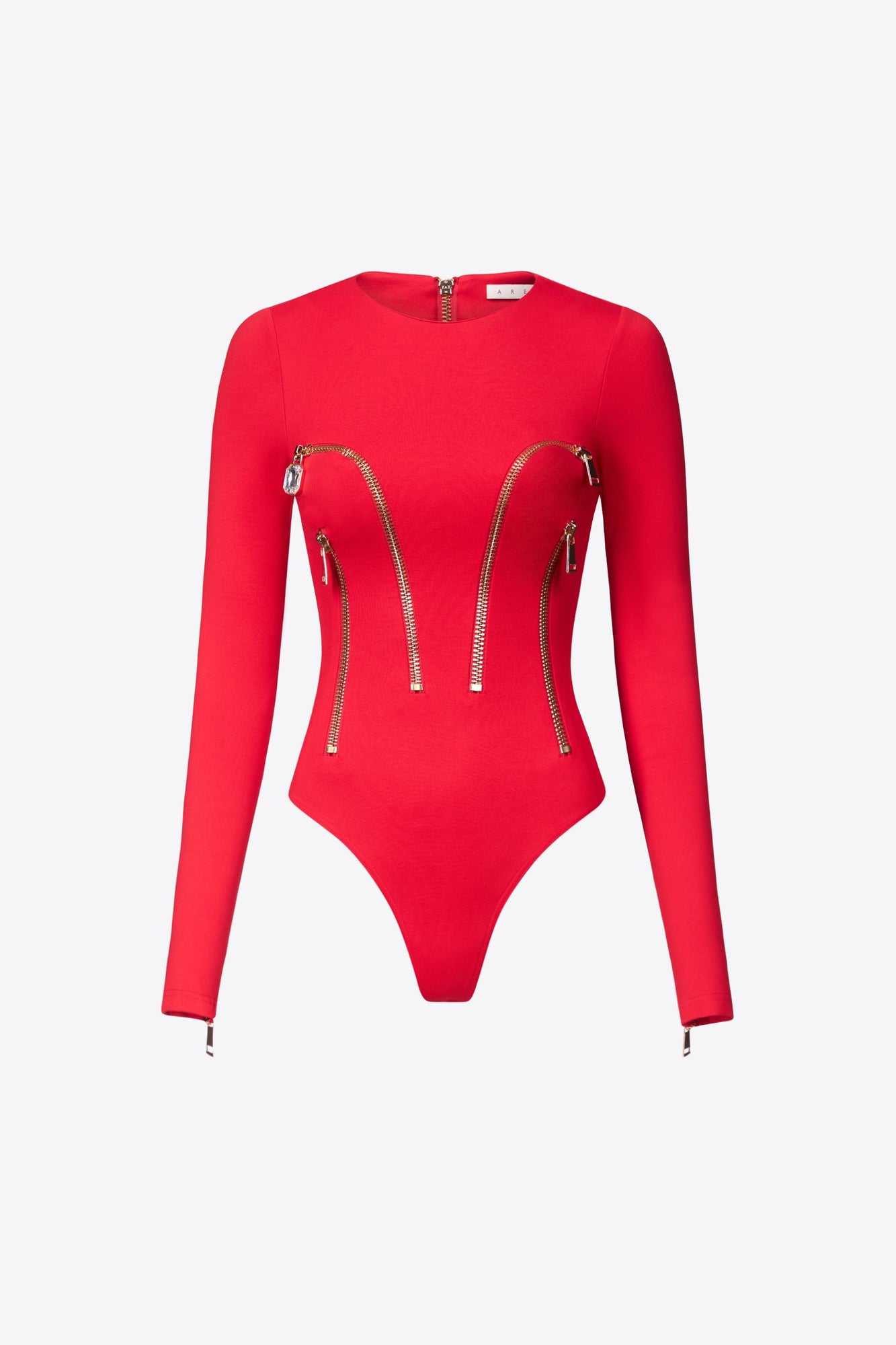 Long Sleeve Zipper Bodysuit | Carmine