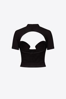Crystal Embellished Raglan Bustier Cup T-Shirt | Black