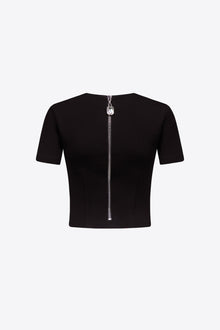 Zipper Bustier Cup T-Shirt | Black