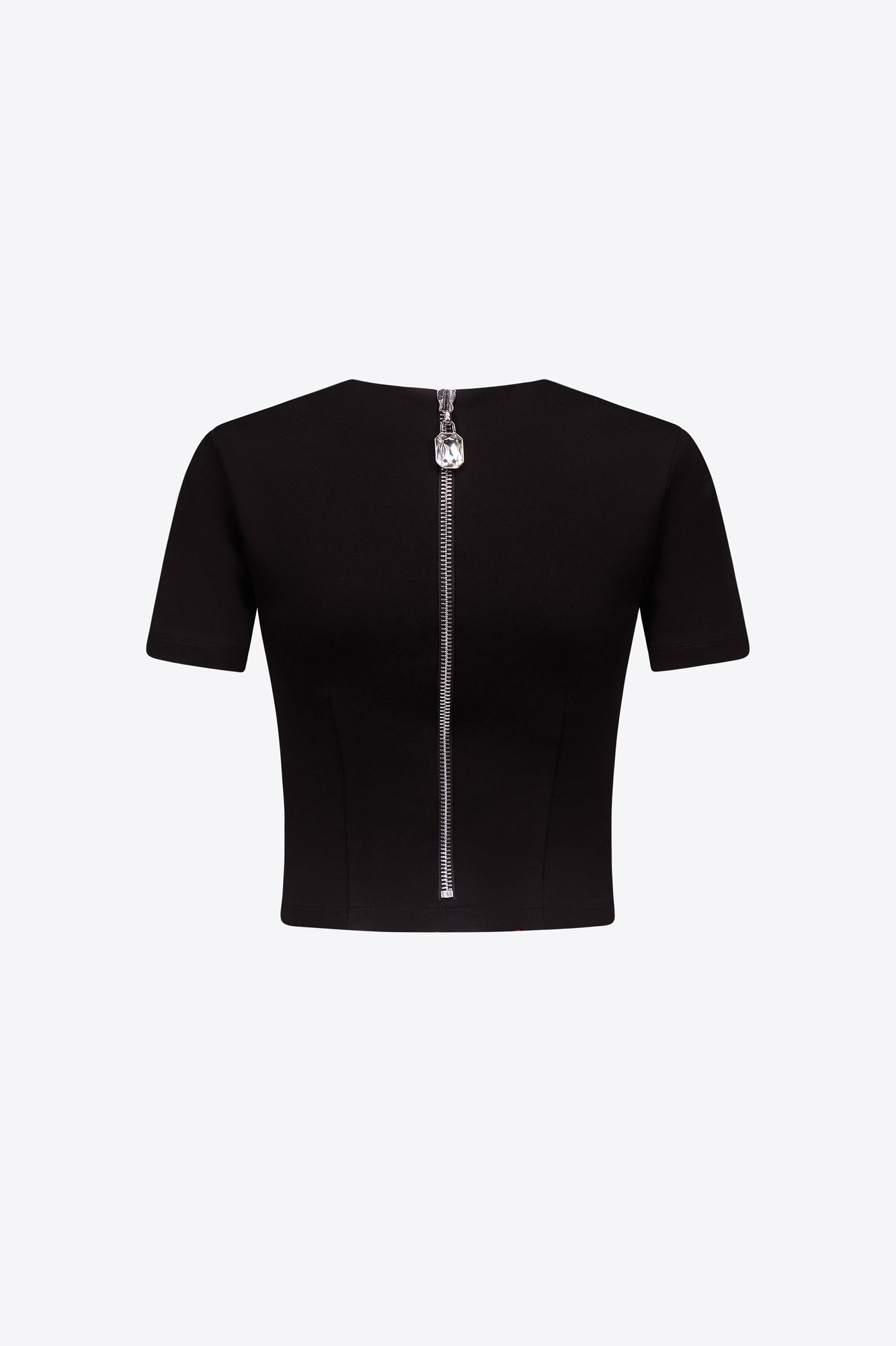 Zipper Bustier Cup T-Shirt | Black