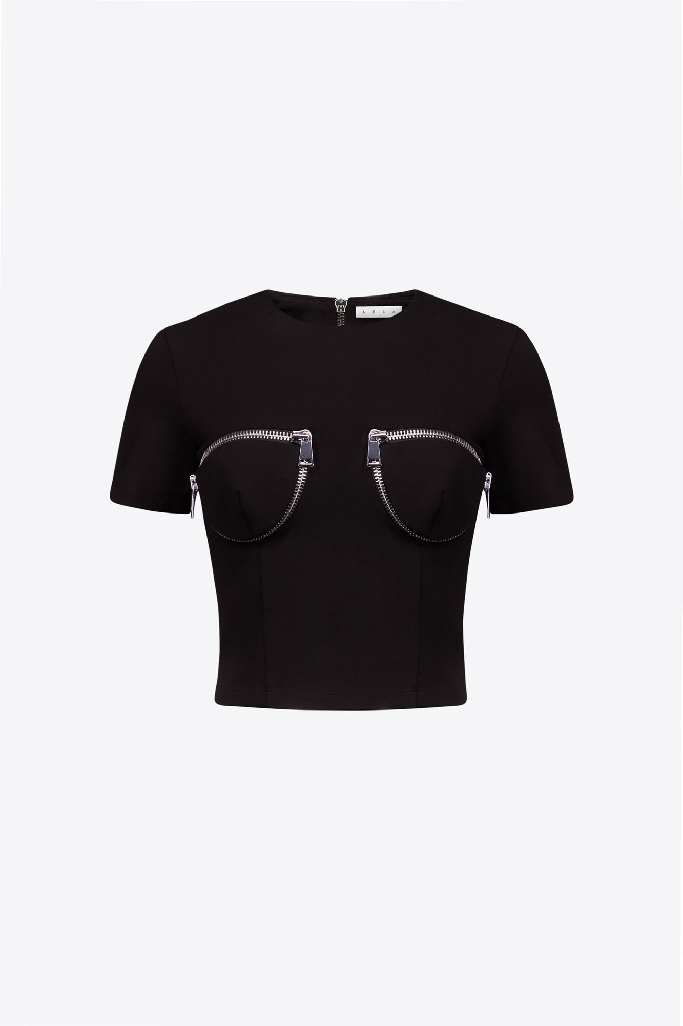 Zipper Bustier Cup T-Shirt | Black